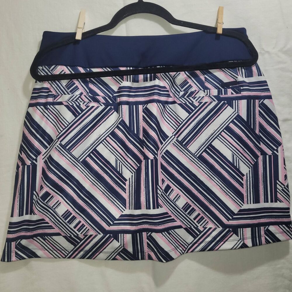 NWT Adidas Light Pink Navy Geometric Print Athletic Skirt DQ0495 Size L - Picture 7 of 13